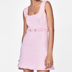 ZARA PINK TWEED CASUAL DRESS